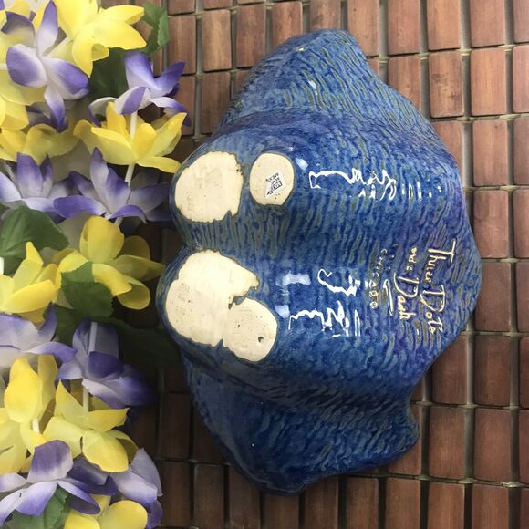 Blue Three Dots And A Dash Chicago Clam Shell Tiki Bowl Mug NEW - Picture 7 of 11